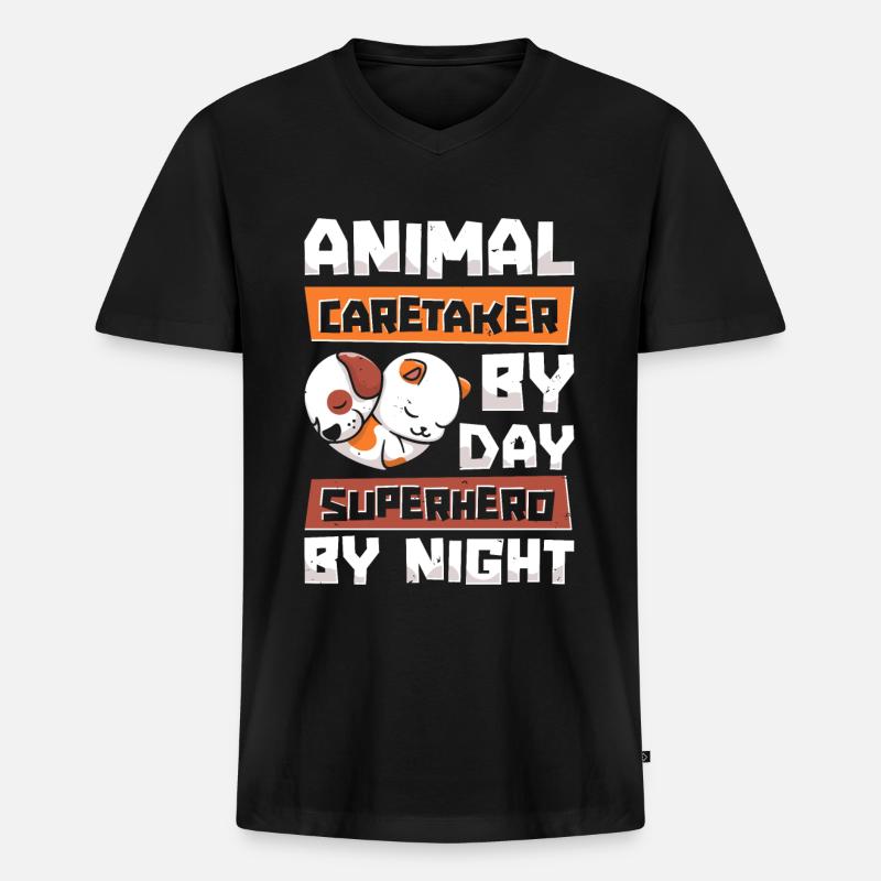 Tierpfleger - Männer Premium Bio T-Shirt mit V-Ausschnitt - Schwarz
