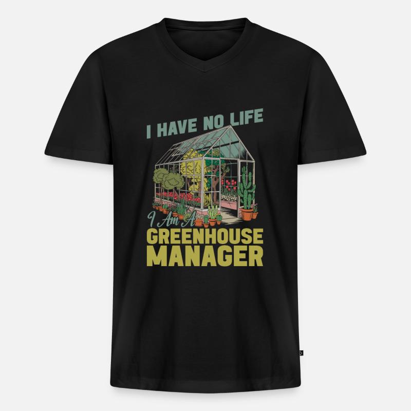 Gewächshausmanager - Männer Premium Bio T-Shirt mit V-Ausschnitt - Schwarz
