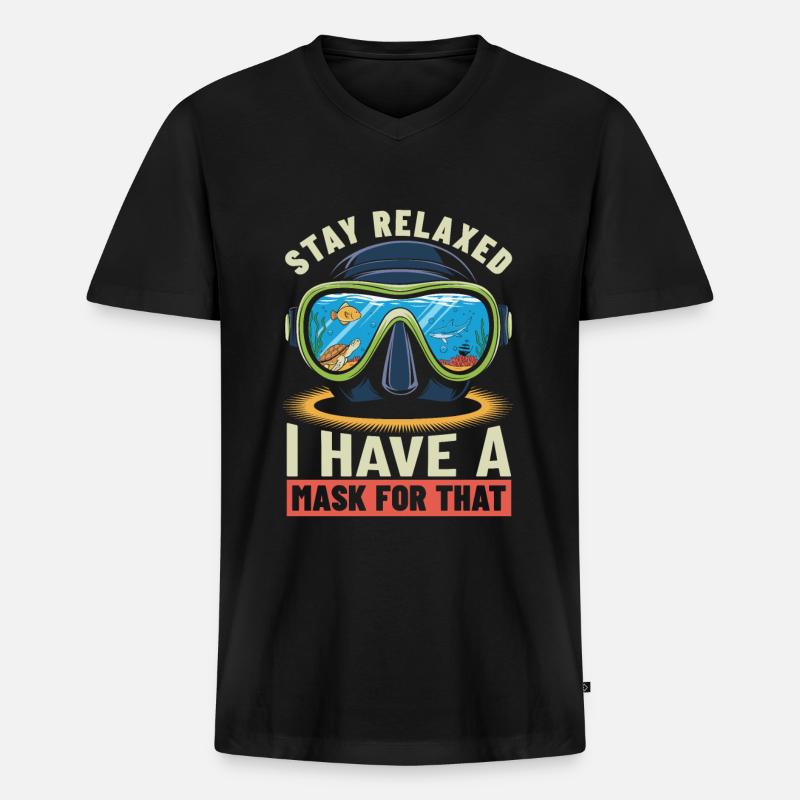 Berufstaucher - Männer Premium Bio T-Shirt mit V-Ausschnitt - Schwarz