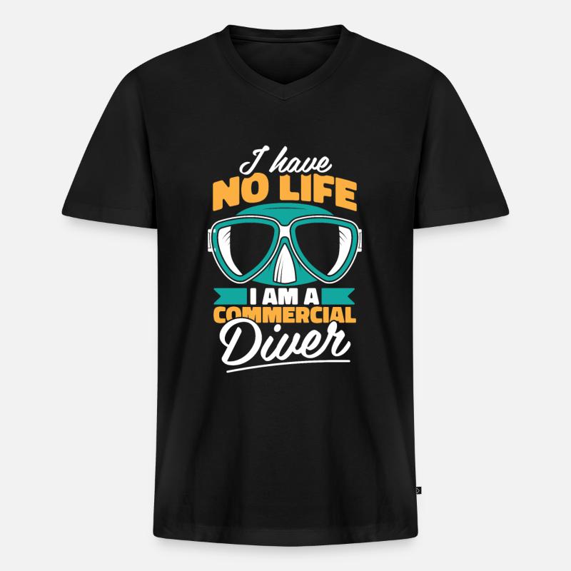 Berufstaucher - Männer Premium Bio T-Shirt mit V-Ausschnitt - Schwarz