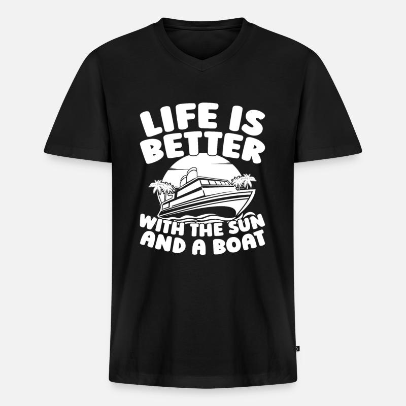 Kreuzfahrt - Männer Premium Bio T-Shirt mit V-Ausschnitt - Schwarz