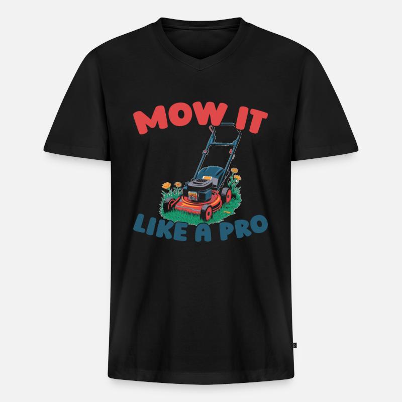 Rasenmäher Mähen - Männer Premium Bio T-Shirt mit V-Ausschnitt - Schwarz