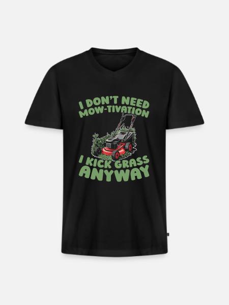 Lawn mower mowing - Men's Premium Organic T-shirt with V-neck - black