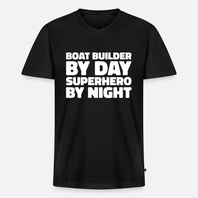Bootsbauer - Männer Premium Bio T-Shirt mit V-Ausschnitt - Schwarz