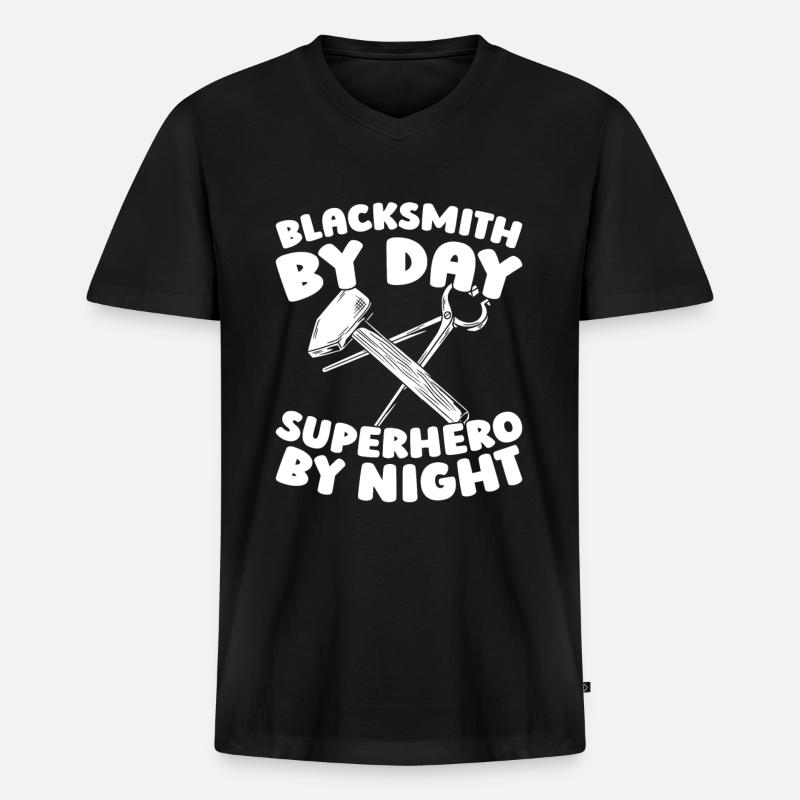 Schmied Metallbauer - Männer Premium Bio T-Shirt mit V-Ausschnitt - Schwarz