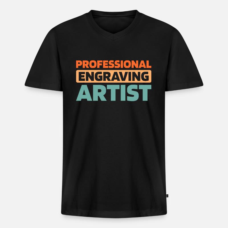 Graveur - Männer Premium Bio T-Shirt mit V-Ausschnitt - Schwarz