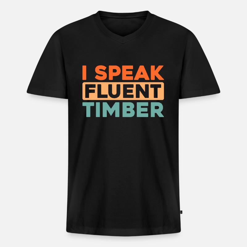 Holzhacker Forstarbeiter Holzfäller - Männer Premium Bio T-Shirt mit V-Ausschnitt - Schwarz