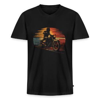 Motorrad Motorradfahrer classic vintage - Männer Premium Bio T-Shirt mit V-Ausschnitt - Schwarz - Vorne - Nico (187cm)