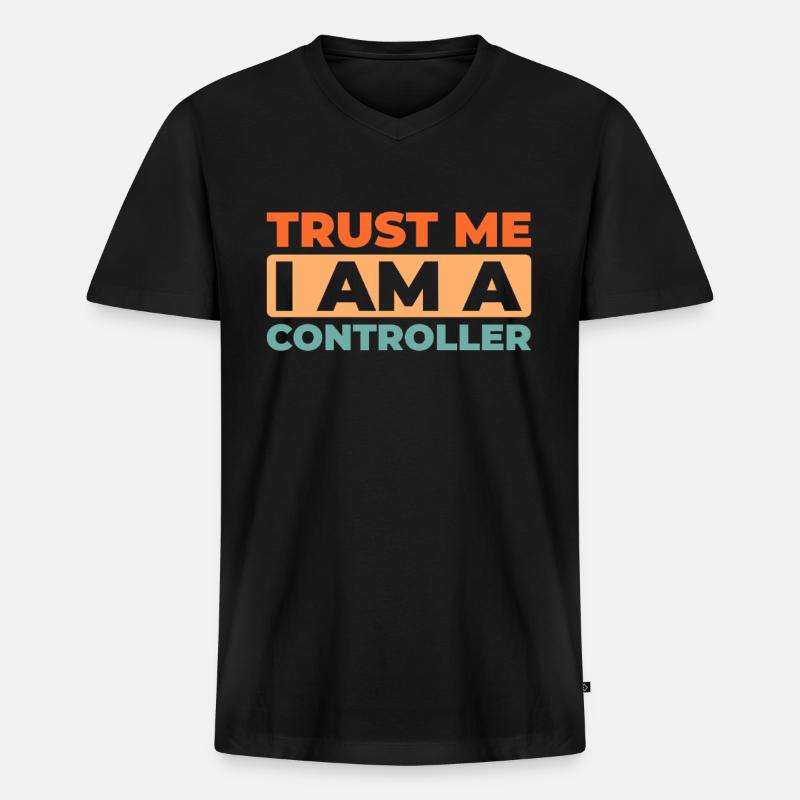 Controller - Männer Premium Bio T-Shirt mit V-Ausschnitt - Schwarz
