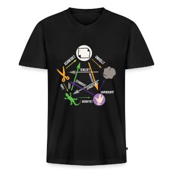 Spock Echse Papier Schere Stein Sheldone - Männer Premium Bio T-Shirt mit V-Ausschnitt - Schwarz - Vorne - Nico (187cm)