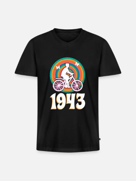 Descubrimiento 1945 del lsd de Hoffmann - Camiseta ecológica prémium para hombre con cuello de pico - negro