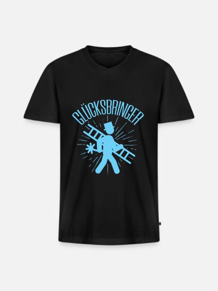 Glücksbringer Schornsteinfeger Kaminfeger Geschenk - Männer Premium Bio T-Shirt mit V-Ausschnitt - Schwarz