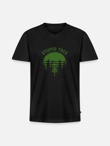 Stupid Tree Disc Golf Ultimate Frolf Frisbee - Premium økologisk T-shirt med V-hals til mænd - sort