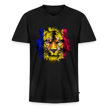 Andorre - T-shirt encolure en V Premium bio Homme - noir - Devant - Nico (187cm)