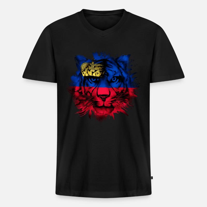 Liechtenstein - Männer Premium Bio T-Shirt mit V-Ausschnitt - Schwarz