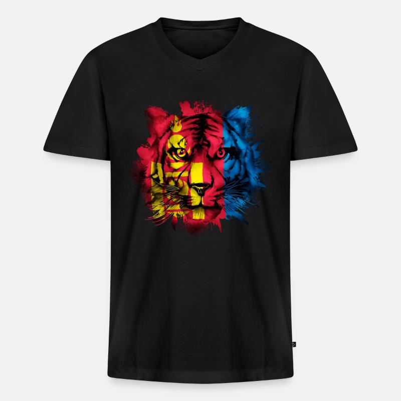 Mongolei - Männer Premium Bio T-Shirt mit V-Ausschnitt - Schwarz