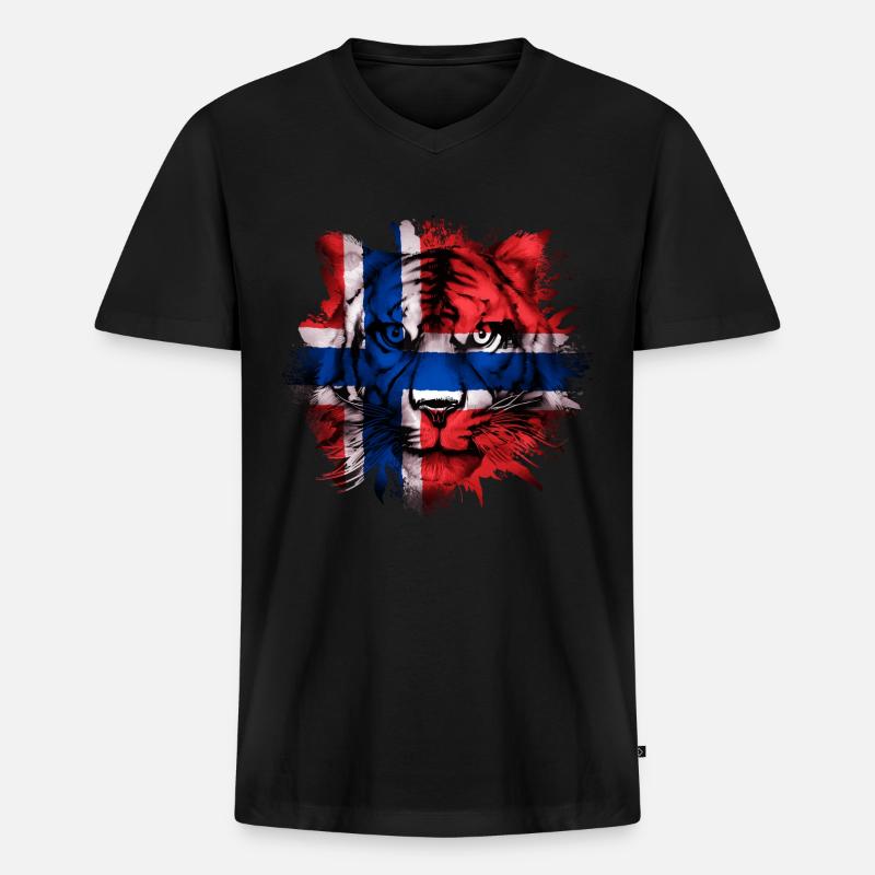 Norwegen - Männer Premium Bio T-Shirt mit V-Ausschnitt - Schwarz