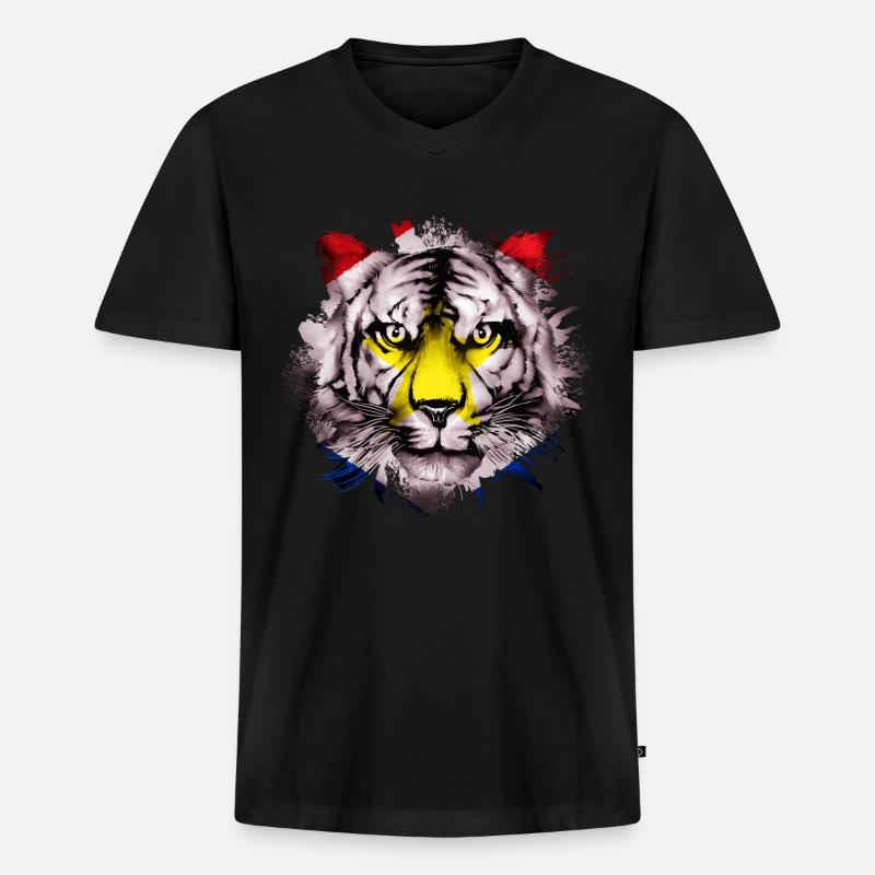 Saba - Männer Premium Bio T-Shirt mit V-Ausschnitt - Schwarz