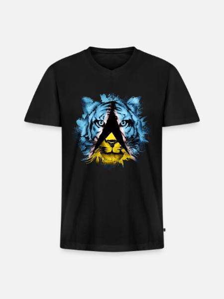 Saint Lucia - Men's Premium Organic T-shirt with V-neck - black