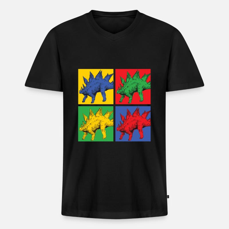 Dinosaurier - Männer Premium Bio T-Shirt mit V-Ausschnitt - Schwarz