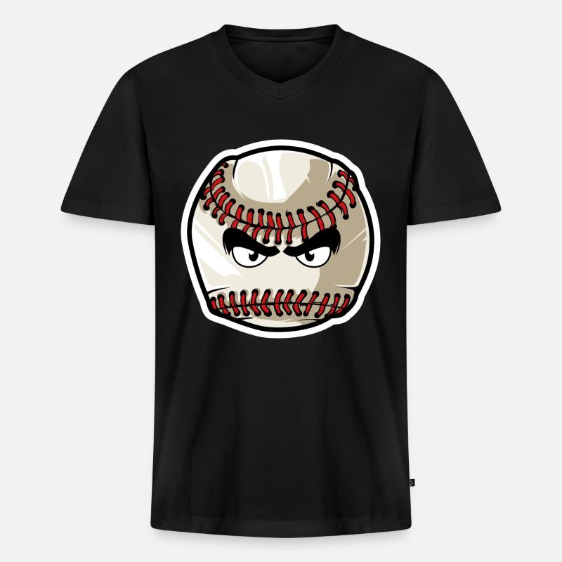 Baseball - Männer Premium Bio T-Shirt mit V-Ausschnitt - Schwarz