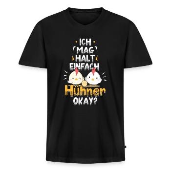 Huhn Hühner Spruch - Männer Premium Bio T-Shirt mit V-Ausschnitt - Schwarz - Vorne - Nico (187cm)