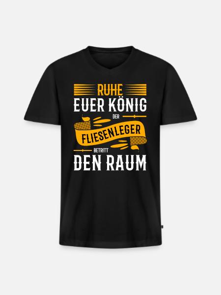 Fliesenleger Sprüche - Männer Premium Bio T-Shirt mit V-Ausschnitt - Schwarz