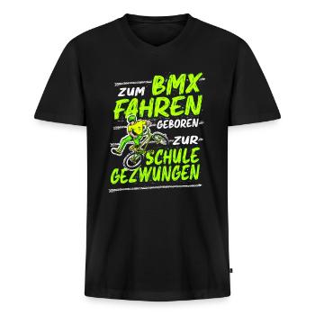 Zum BMX Fahren Geboren BMX Fahrrad Kinder Geschenk - Männer Premium Bio T-Shirt mit V-Ausschnitt - Schwarz - Vorne - Nico (187cm)