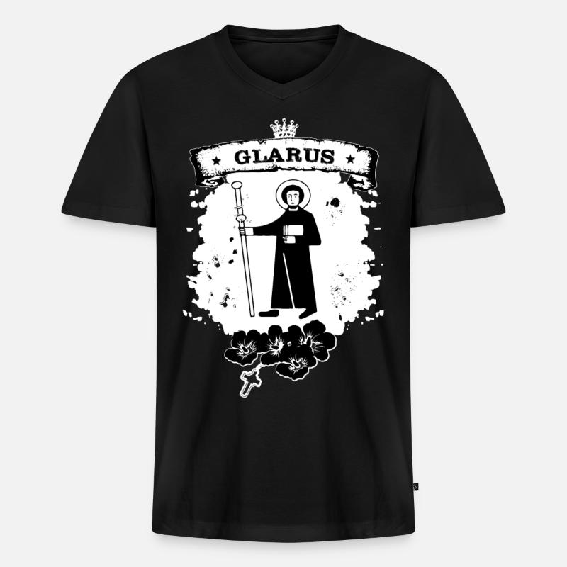 Glarus - Männer Premium Bio T-Shirt mit V-Ausschnitt - Schwarz