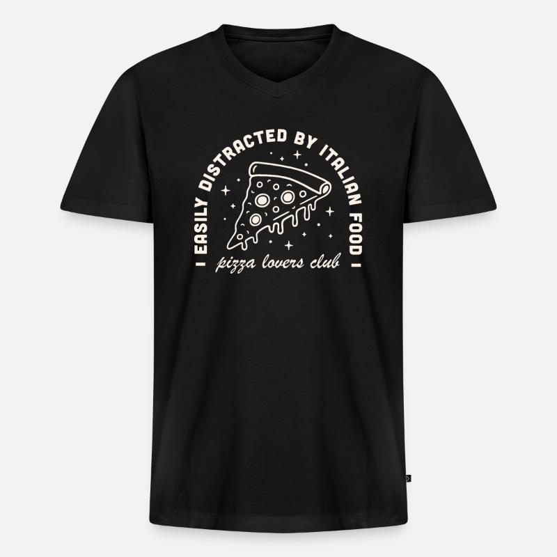 Humorvolle Pizza - Männer Premium Bio T-Shirt mit V-Ausschnitt - Schwarz