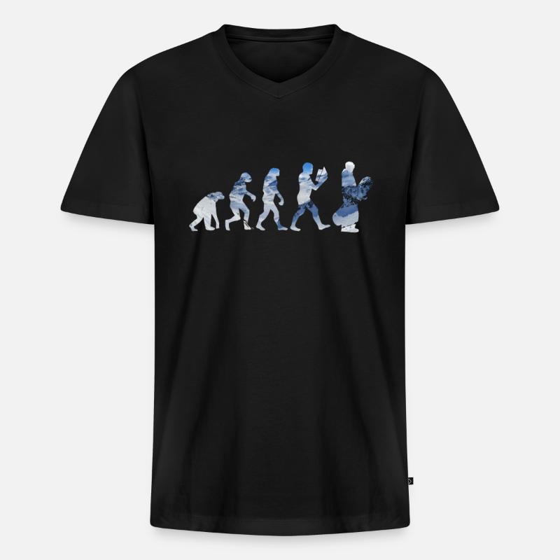 Evolution Snowboarding Snowboard - Männer Premium Bio T-Shirt mit V-Ausschnitt - Schwarz