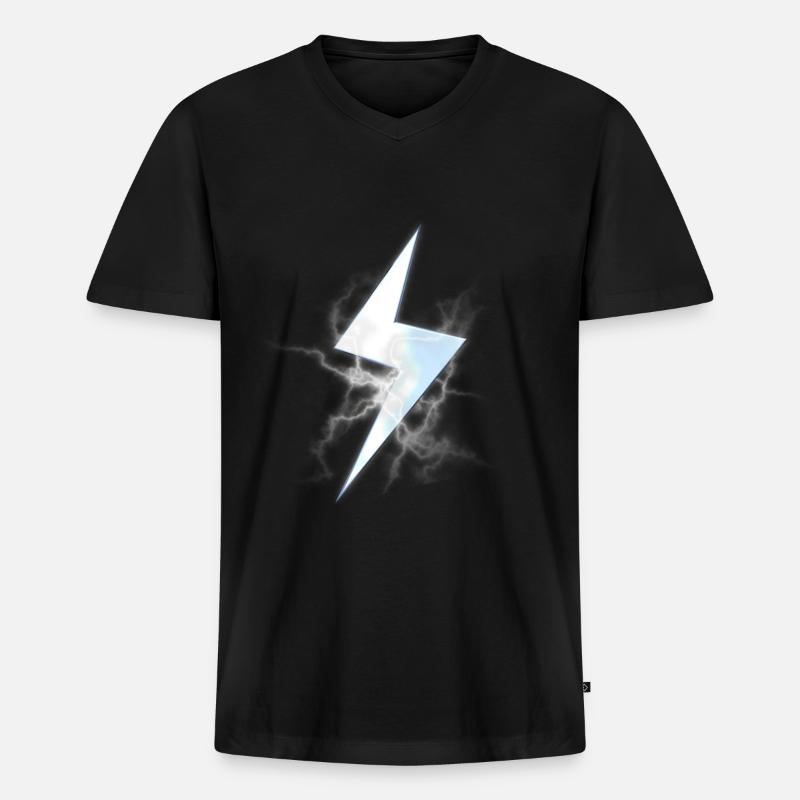Blitz-schlag - Männer Premium Bio T-Shirt mit V-Ausschnitt - Schwarz