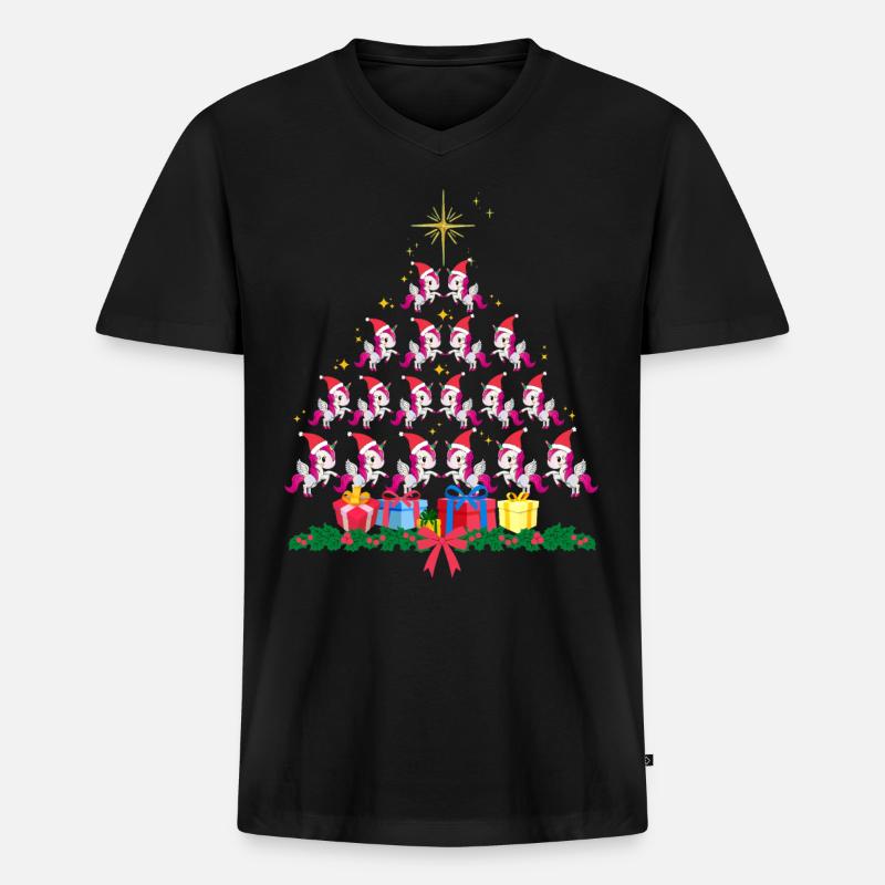 Einhorn Xmass. Weihnachtsgeschenk - Männer Premium Bio T-Shirt mit V-Ausschnitt - Schwarz