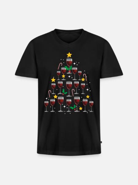 Wein Weihnachten. Weihnachtsgeschenk - Männer Premium Bio T-Shirt mit V-Ausschnitt - Schwarz