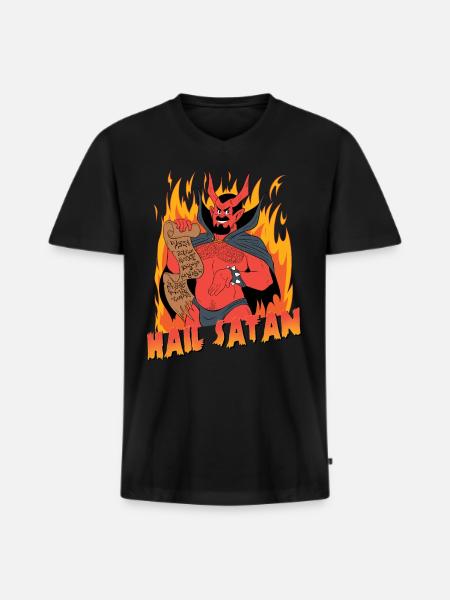Hail Satan! - Men's Premium Organic T-shirt with V-neck - black