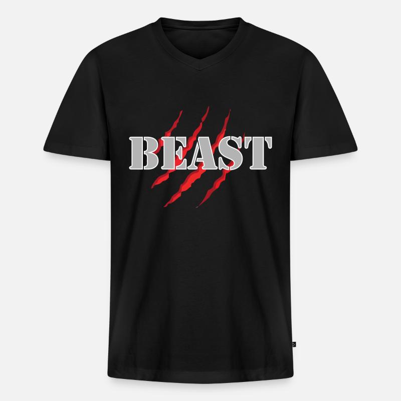 Beast - Männer Premium Bio T-Shirt mit V-Ausschnitt - Schwarz