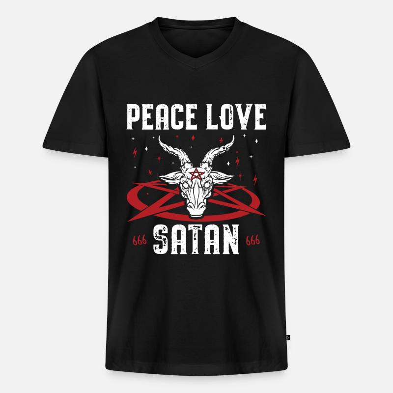 Satan - Männer Premium Bio T-Shirt mit V-Ausschnitt - Schwarz
