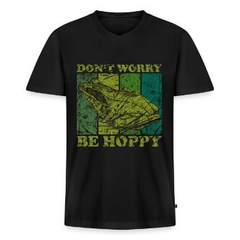 Frosch - Männer Premium Bio T-Shirt mit V-Ausschnitt - Schwarz - Vorne - Nico (187cm)