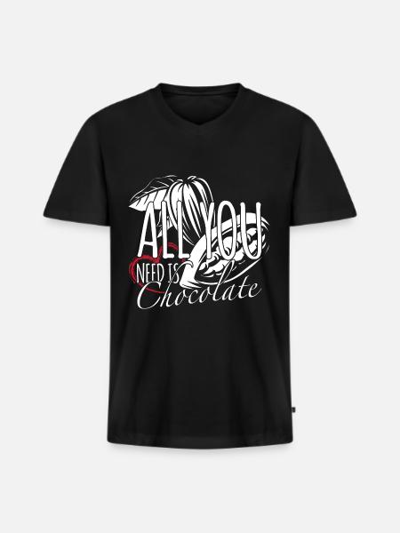 chocolate - Men's Premium Organic T-shirt with V-neck - black