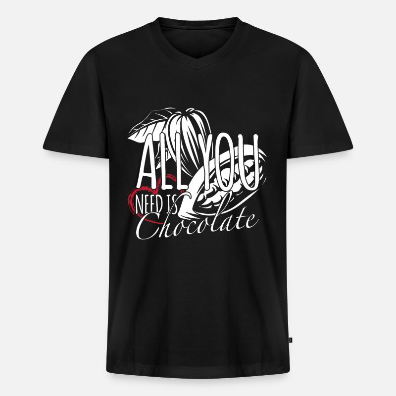 Schokolade - Männer Premium Bio T-Shirt mit V-Ausschnitt - Schwarz