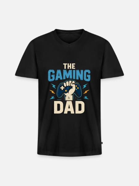 The Gaming Dad - Chemise de manette Gamer Dad - T-shirt encolure en V Premium bio Homme - noir