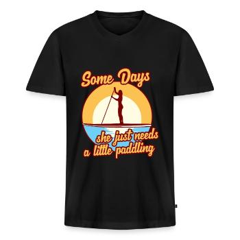 Stand Up Paddle SUP Paddleboard Hobby Sport - Männer Premium Bio T-Shirt mit V-Ausschnitt - Schwarz - Vorne - Nico (187cm)