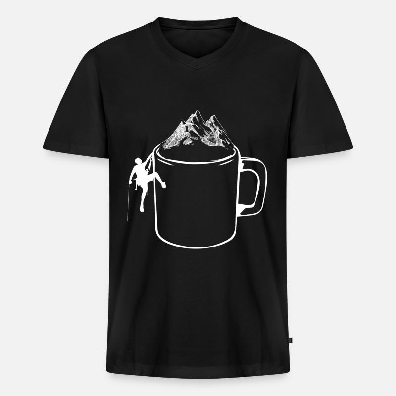 Berg - Klettern - (12) - Männer Premium Bio T-Shirt mit V-Ausschnitt - Schwarz