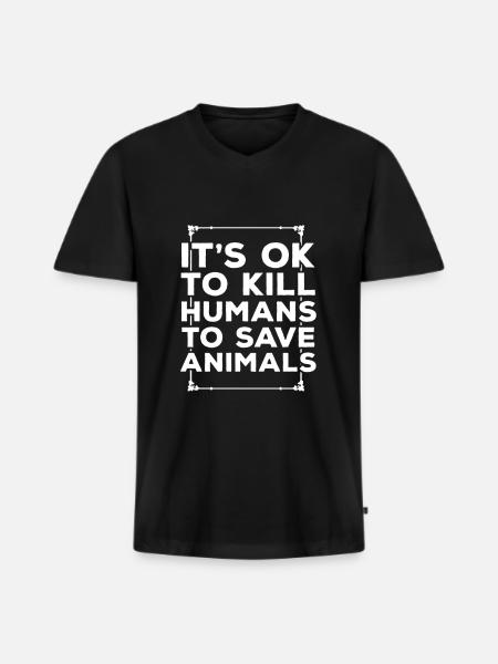 Tierschutz - Männer Premium Bio T-Shirt mit V-Ausschnitt - Schwarz