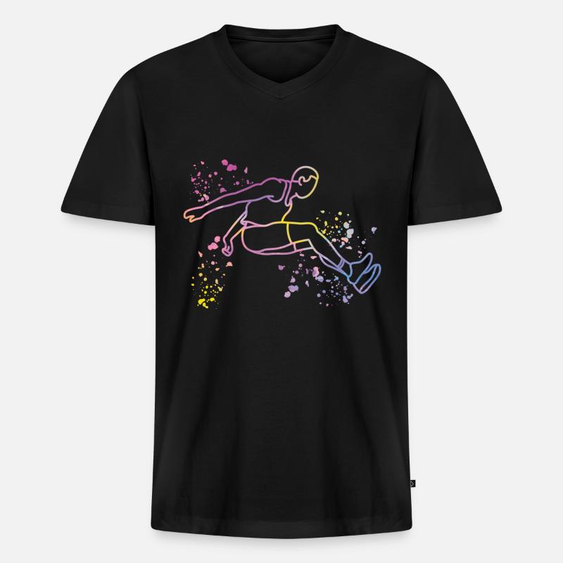 Weitspringer Weitspringen Kinder Weitsprung - Männer Premium Bio T-Shirt mit V-Ausschnitt - Schwarz