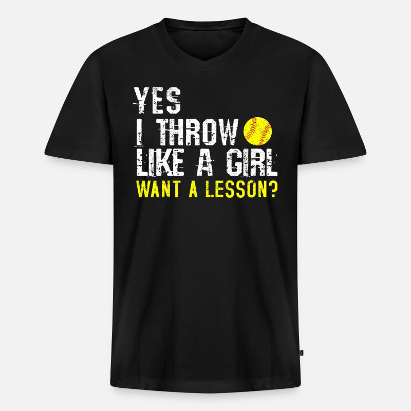 Softball - Männer Premium Bio T-Shirt mit V-Ausschnitt - Schwarz