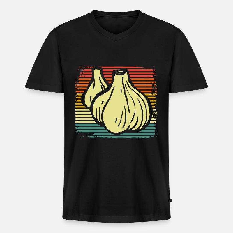 Knoblauch - Männer Premium Bio T-Shirt mit V-Ausschnitt - Schwarz