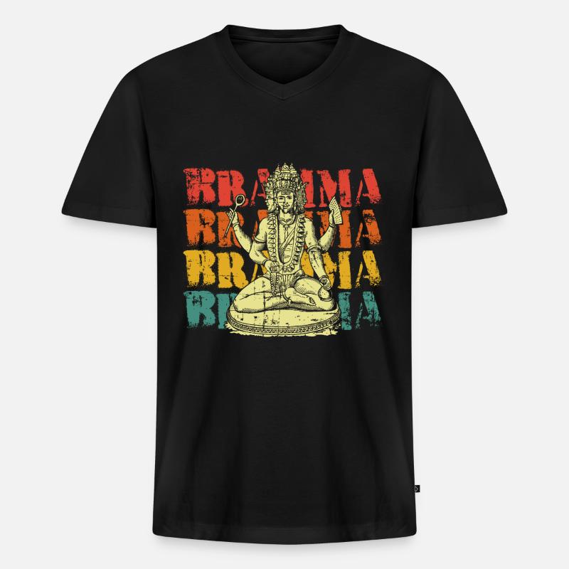 Brahma Hinduismus Indien - Männer Premium Bio T-Shirt mit V-Ausschnitt - Schwarz