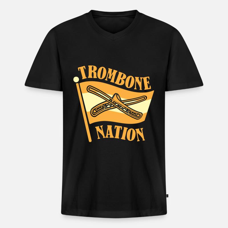 Posaune - Männer Premium Bio T-Shirt mit V-Ausschnitt - Schwarz
