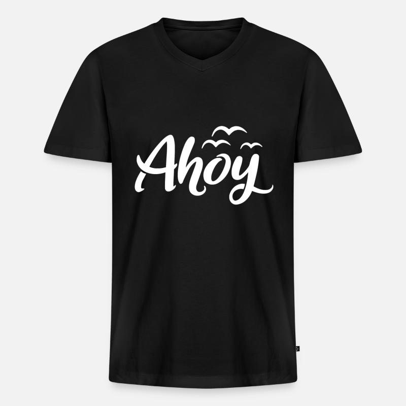Ahoy - Männer Premium Bio T-Shirt mit V-Ausschnitt - Schwarz